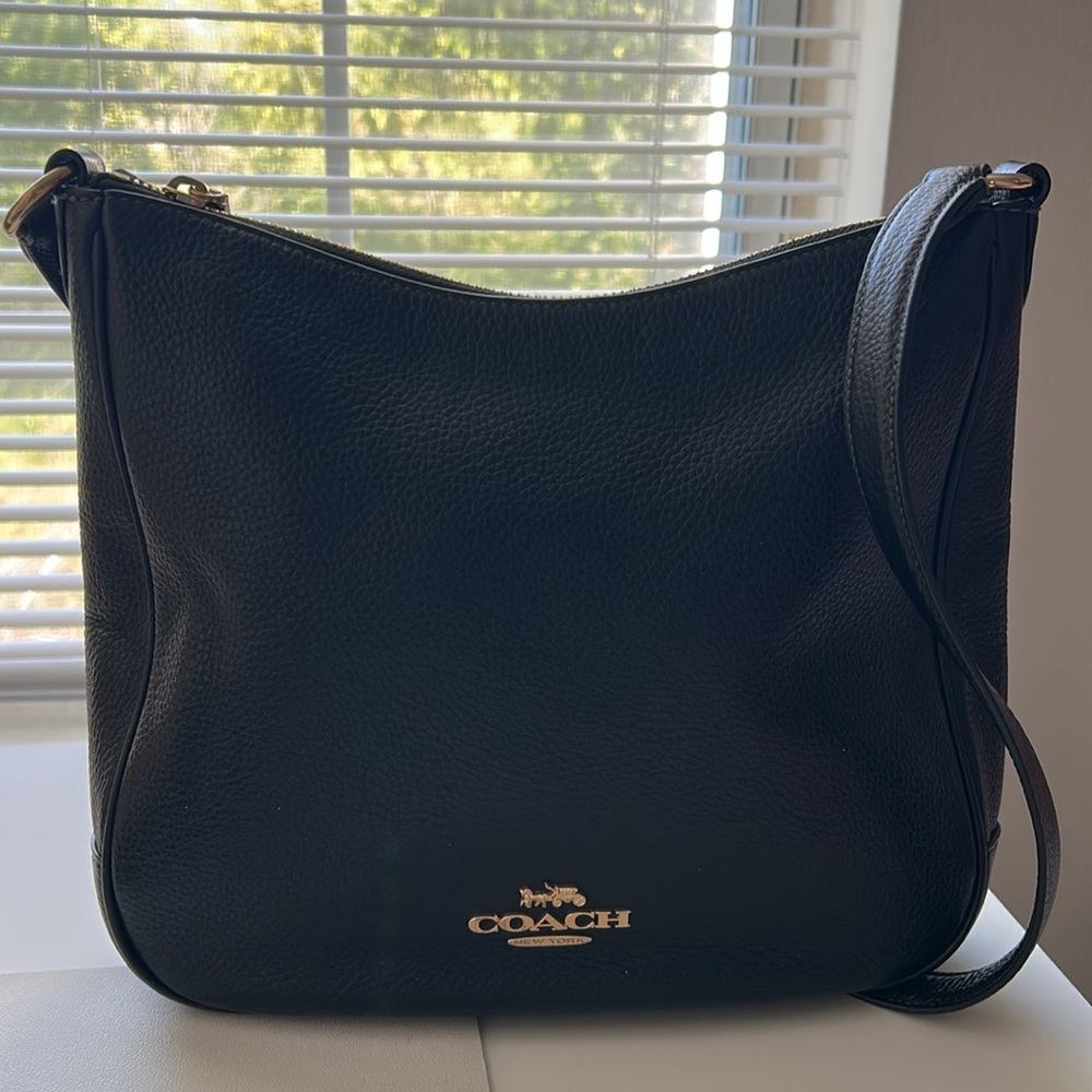 Coach Black Pebbled Leather Crossbody with Gold Hardware